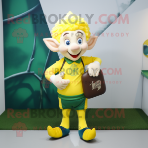 Yellow Elf maskot kostume...