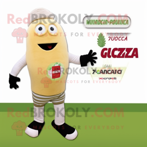 Beige Zucchini mascot costume character dressed with a Leggings and Gloves