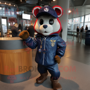 Navy Goulash mascot costume character dressed with a Bomber Jacket and Briefcases