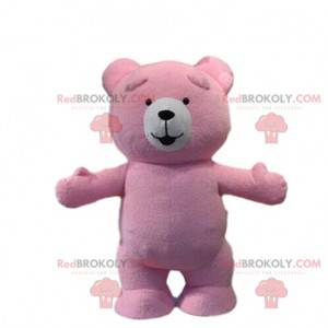 Mascotte roze beer, roze teddybeer kostuum, teddybeer -