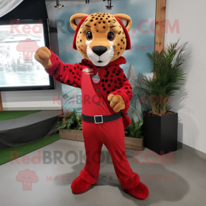 Röd Cheetah maskot maskot...