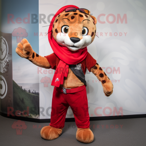 Red Cheetah maskot kostume...