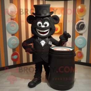 Black Candy Box mascot costume character dressed with a Henley Shirt and Bow ties