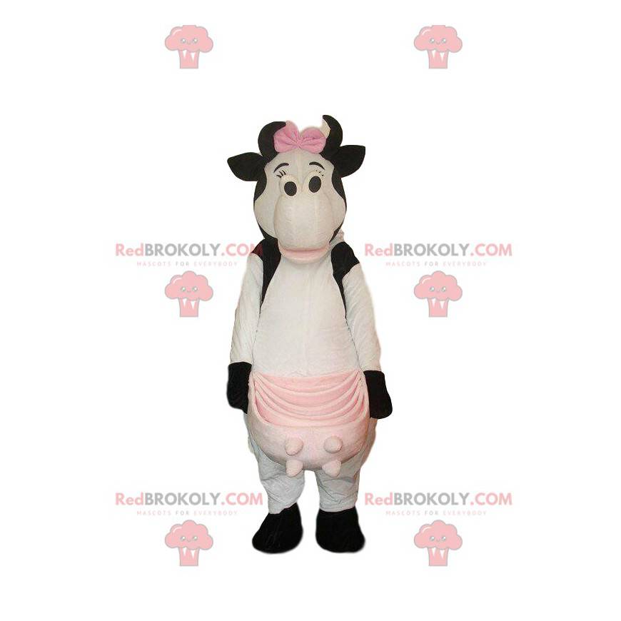 Mascotte de vache blanc et noir, costume de vachette -