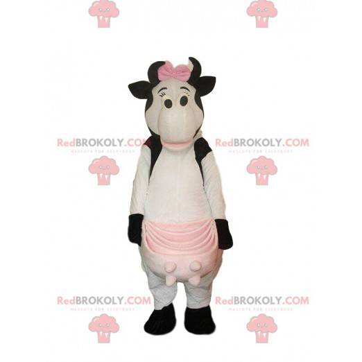 Mascotte de vache blanc et noir, costume de vachette -