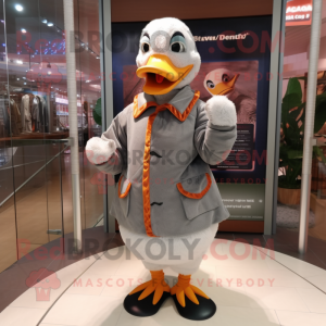 Gray Geese mascot costume character dressed with a Jacket and Cummerbunds