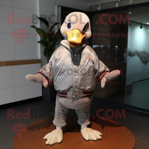Gray Geese mascot costume character dressed with a Jacket and Cummerbunds