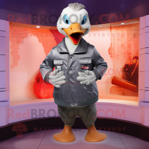 Gray Geese mascot costume character dressed with a Jacket and Cummerbunds