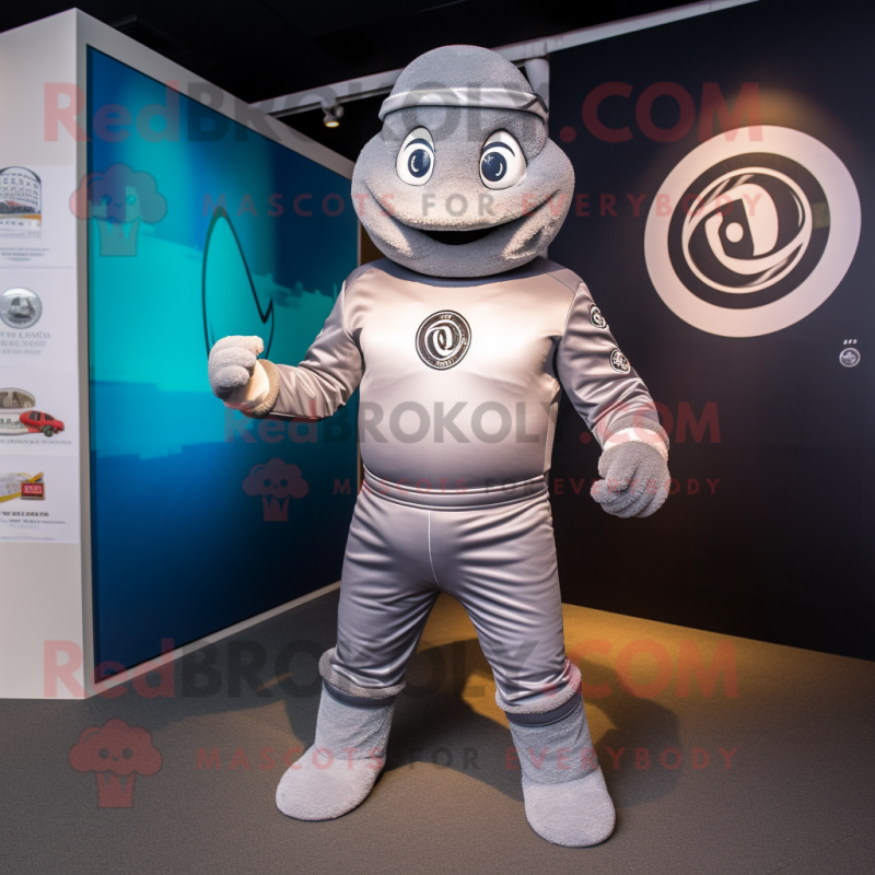 Silver Guinness mascot costume character dressed with a Turtleneck and Foot pads Silver Guinness mascot costume character dressed with a Turtleneck and Foot pads