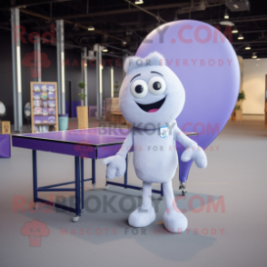 Lavender Ping Pong Table mascot costume character dressed with a Suit Jacket and Mittens