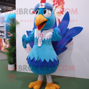 Cyan Roosters maskot drakt...