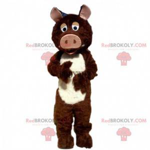 Brown and white boar mascot, wild pig costume - Redbrokoly.com