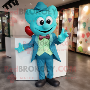 Teal Heart maskot drakt...