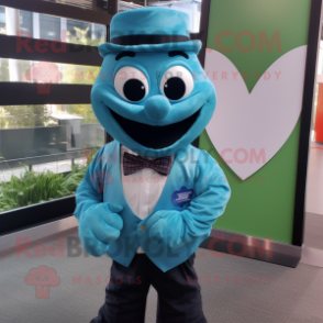 Teal Heart mascot costume character dressed with a Poplin Shirt and Bow ties