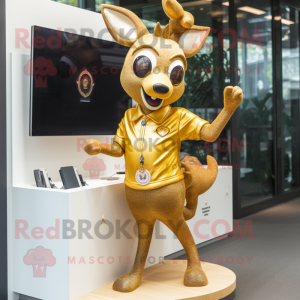 Gold Deer maskot kostume...