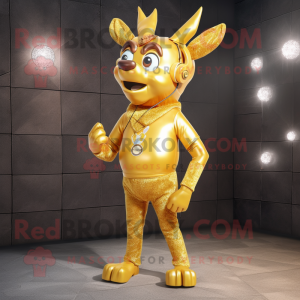 Gold Deer maskot kostume...