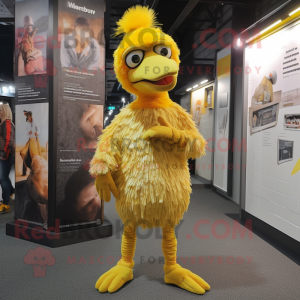Gul Emu maskot kostume...