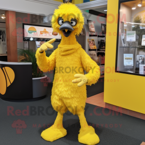 Gul Emu maskot kostym...