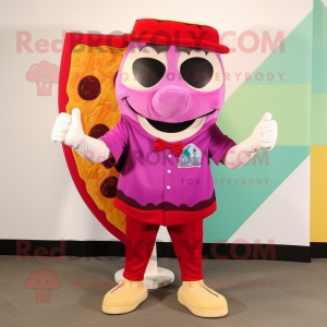 Magenta Pizza Slice maskot...