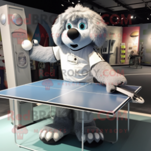 Silver Ping Pong Table mascot costume character dressed with a Cargo Shorts and Belts