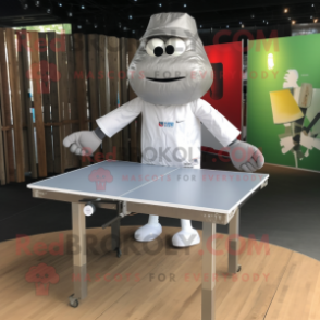 Silver Ping Pong Table mascot costume character dressed with a Cargo Shorts and Belts