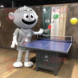 Silver Ping Pong Table mascot costume character dressed with a Cargo Shorts and Belts