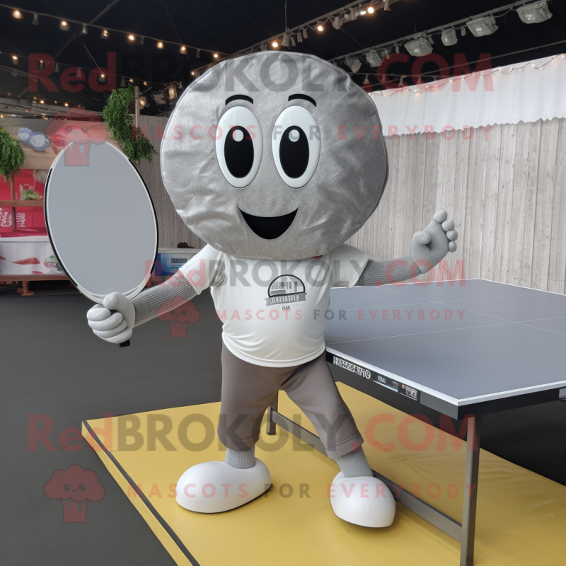 Silver Ping Pong Table mascot costume character dressed with a Cargo Shorts and Belts Silver Ping Pong Table mascot costume character dressed with a Cargo Shorts and Belts
