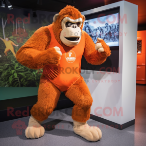 Orange Gorilla mascot costume character dressed with a Running Shorts and Ties