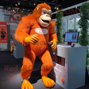 Orange Gorilla mascot costume character dressed with a Running Shorts and Ties