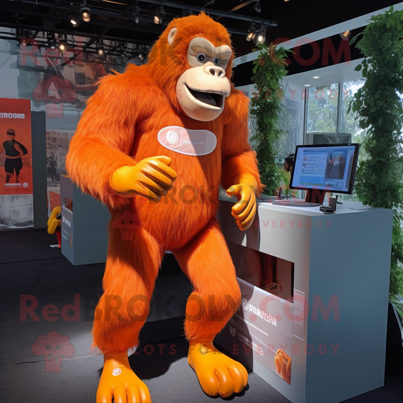 Orange Gorilla mascot costume character dressed with a Running Shorts and  Ties - Mascot Costumes -  Sizes L (175-180CM)