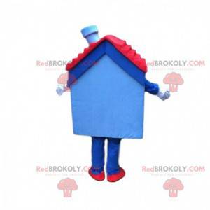 Blauw en rood huis, huis, residentiële mascotte - Redbrokoly.com