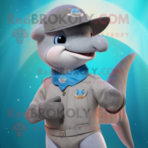 Grå delfin maskot kostume...