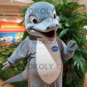 Grå delfin maskot kostume...