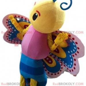 Multicolored butterfly mascot, colorful insect costume -