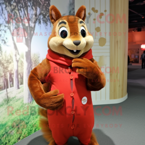 Red Squirrel mascot costume character dressed with a Long Sleeve Tee and Bracelets
