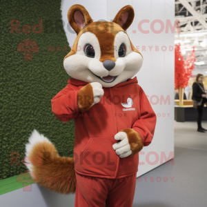 Red Squirrel mascot costume character dressed with a Long Sleeve Tee and Bracelets