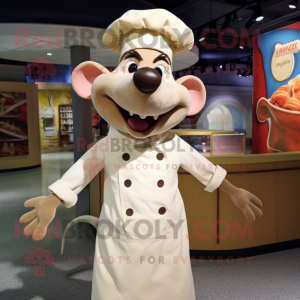 Beige Ratatouille mascot costume character dressed with a Button-Up Shirt and Caps