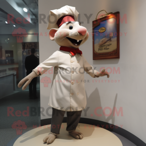 Beige Ratatouille mascot costume character dressed with a Button-Up Shirt and Caps