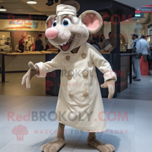 Beige Ratatouille mascot costume character dressed with a Button-Up Shirt and Caps
