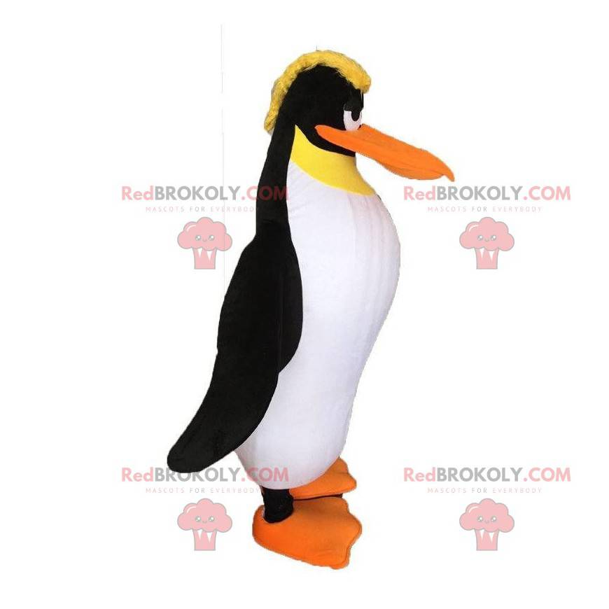 Mascote de pinguim, fantasia de pinguim, mascote loira -