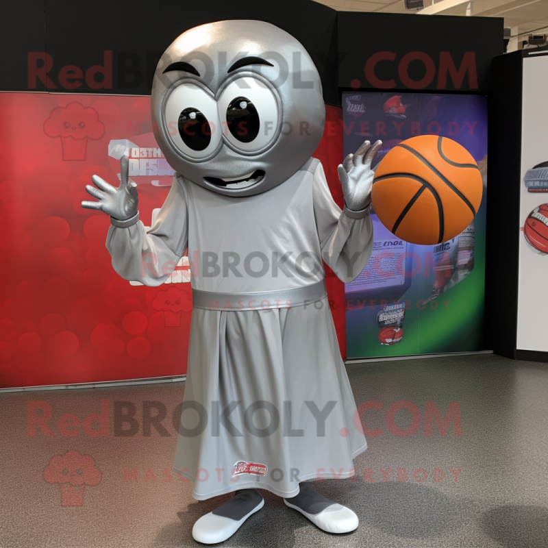 Silver Basketball Ball mascot costume character dressed with a Cover-up and Cummerbunds