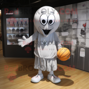 Silver Basketball Ball mascot costume character dressed with a Cover-up and Cummerbunds