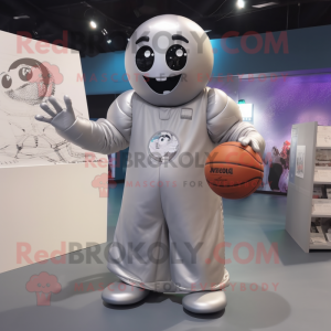 Silver Basketball Ball mascot costume character dressed with a Cover-up and Cummerbunds