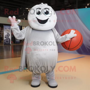 Silver Basketball Ball mascot costume character dressed with a Cover-up and Cummerbunds