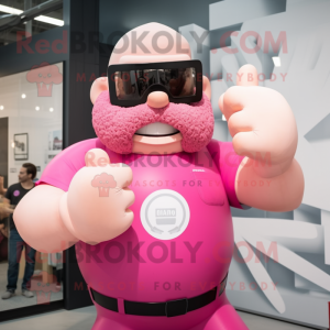 Roze Strongman mascotte...