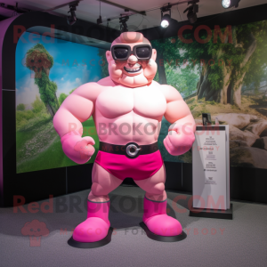 Roze Strongman mascotte...