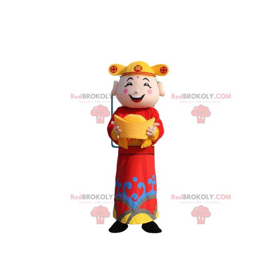 Aziatische man mascotte, god van rijkdom - Redbrokoly.com