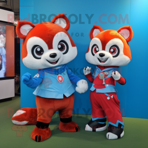 Sky Blue Red Panda maskot...