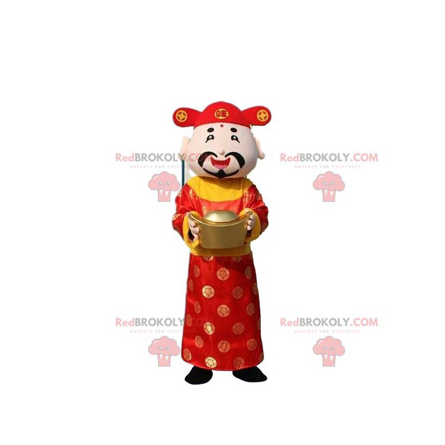 Aziatische man mascotte, god van rijkdom - Redbrokoly.com