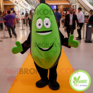 Olive Zucchini mascot costume character dressed with a Tuxedo and Anklets